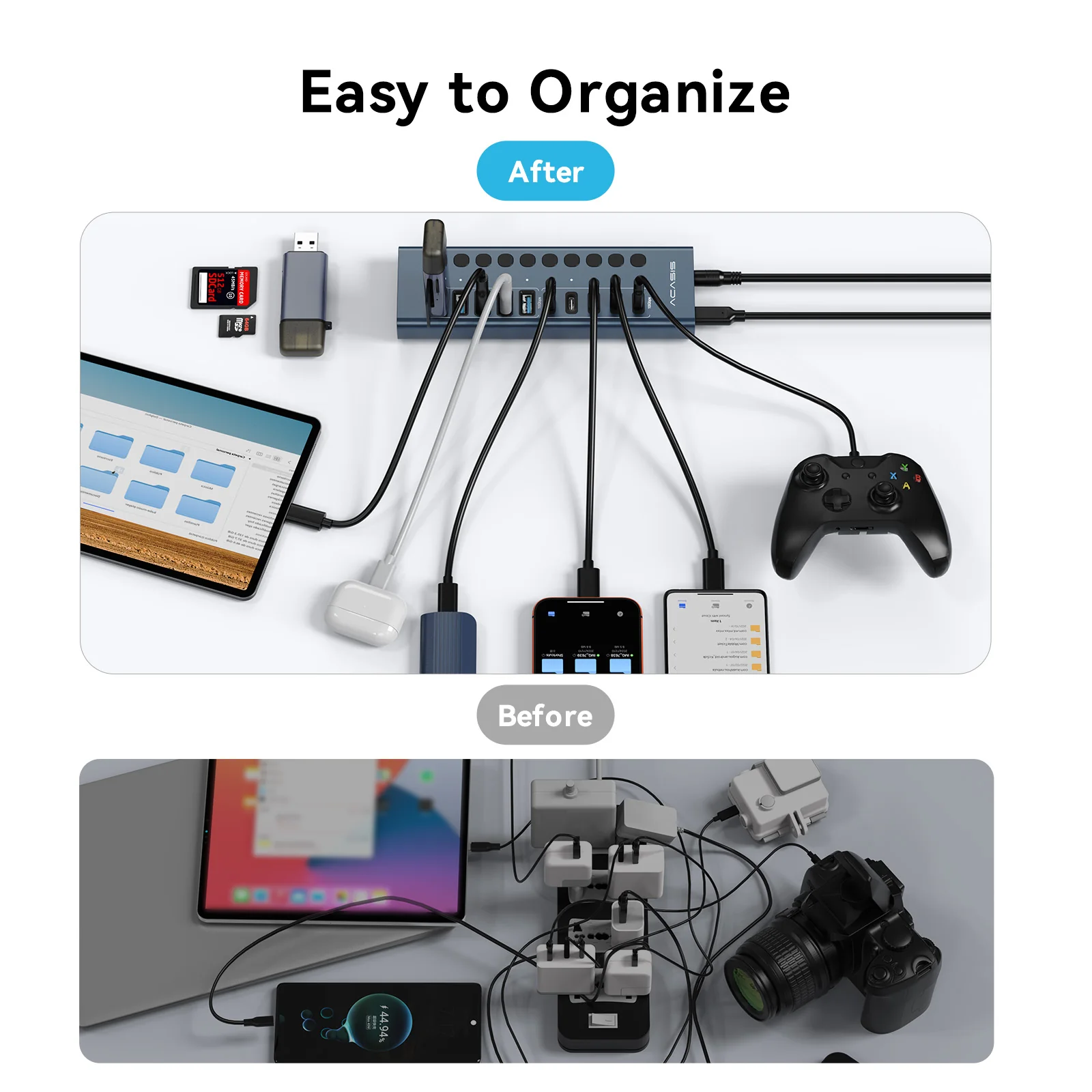 Acasis 10-Port 10Gbps USB 3.2 Hub Powered, 5 USB-A & 5 USB-C Ports - Image 5
