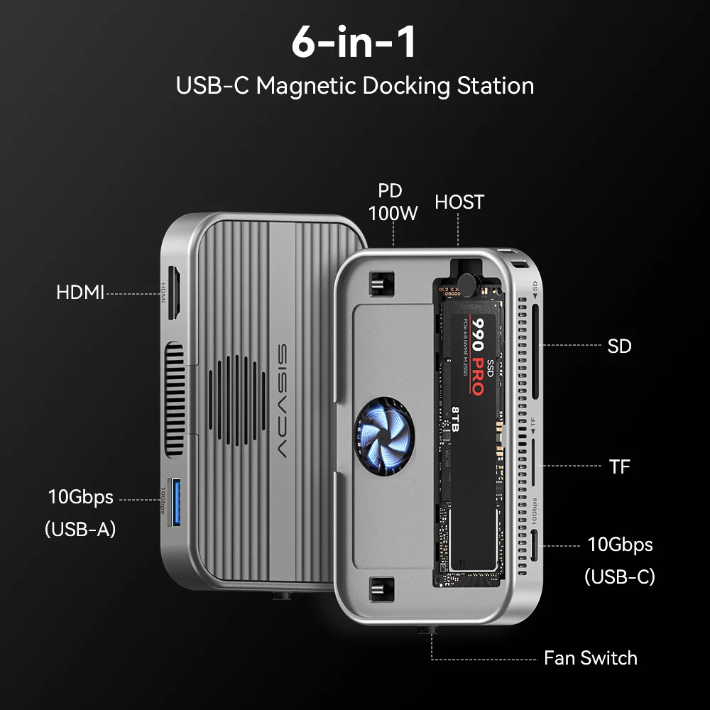 Acasis 10Gbps Magnetic Docking Station & SSD Enclosure for iPhone 17/16/15 Series - Image 3