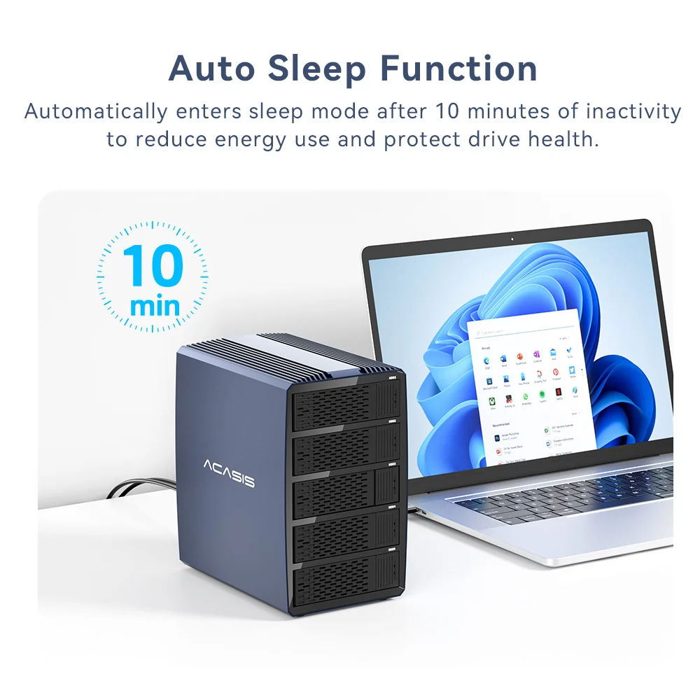 Acasis  20Gbps 5-Bay 2.5/3.5 Inch USB-C to SATA HDD RAID Enclosure - Image 5