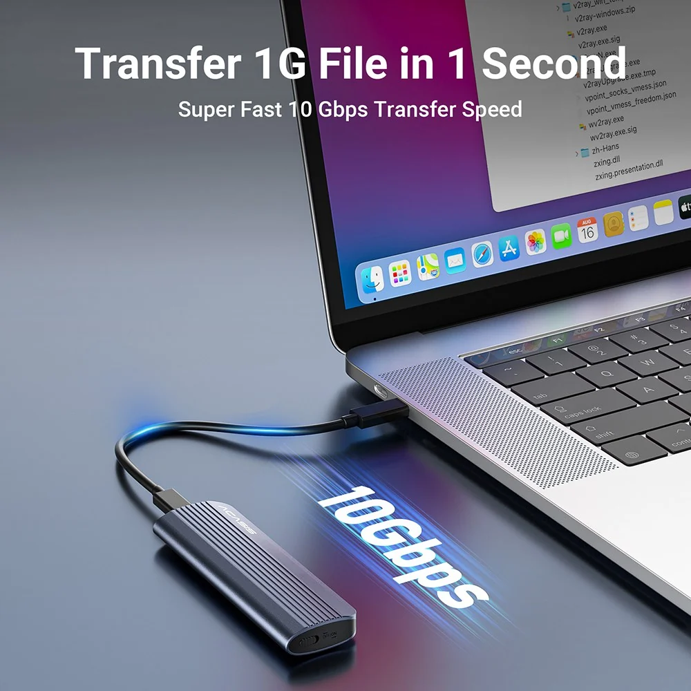 Acasis 10Gbps M.2 NVMe/SATA Tool-Free Type-C SSD Enclosure Adapter - Image 2