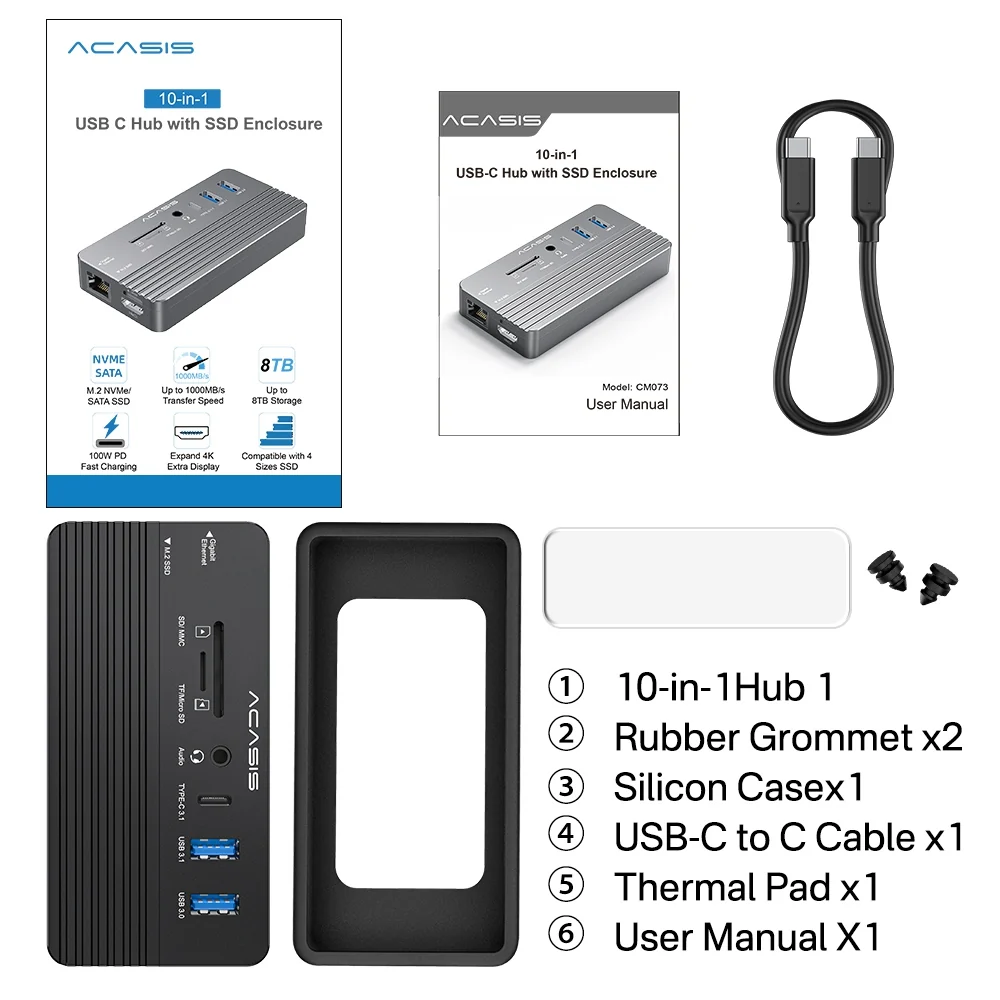 Acasis Swappable High-Speed SSD Storage & 10-In-1 Hub Docking Station - Image 11