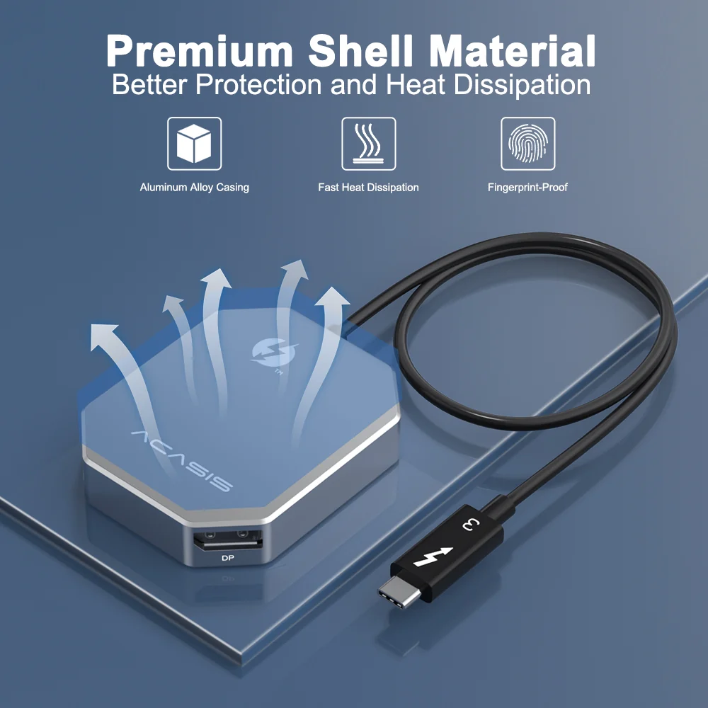 [Intel Certified] Acasis Thunderbolt 3 4K 60Hz Dual DisplayPort Adapter for Mac/Windows - Image 3