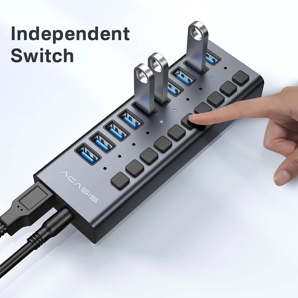 Acasis 10 Ports USB 3.1 Hub with Individual On/Off Switches Splitter - Image 6