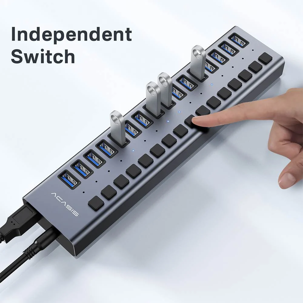 Acasis 16 Ports USB 3.2 Hub with Individual On/Off Switches Splitter - Image 8