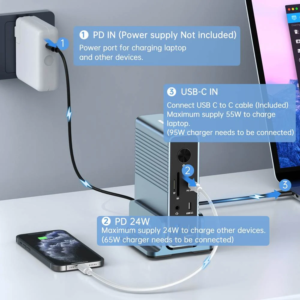 Acasis 15-in-1 4K 60Hz USB C Desktop Docking Station for Laptop & PC - Image 8